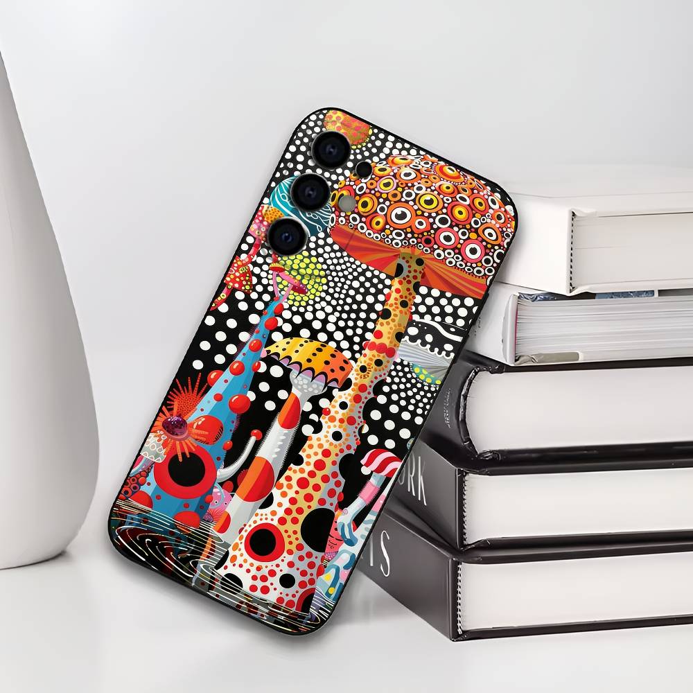 Funny Pumpkin Design Yayoi Kusama Soft Black Phone Case for Samsung S25/S24/S21/S22/S23/S30/Ultra/S20/Plus/Fe/Lite