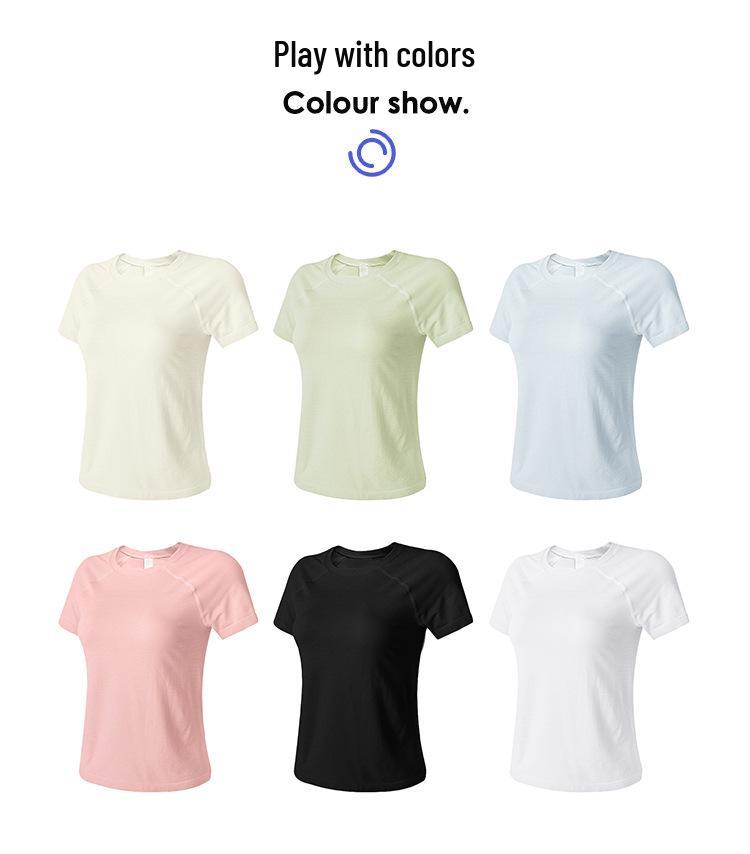 Women's Slim-Fit Knit Yoga Tee - One-Piece, Short Sleeve, Casual Outdoor Sports Top