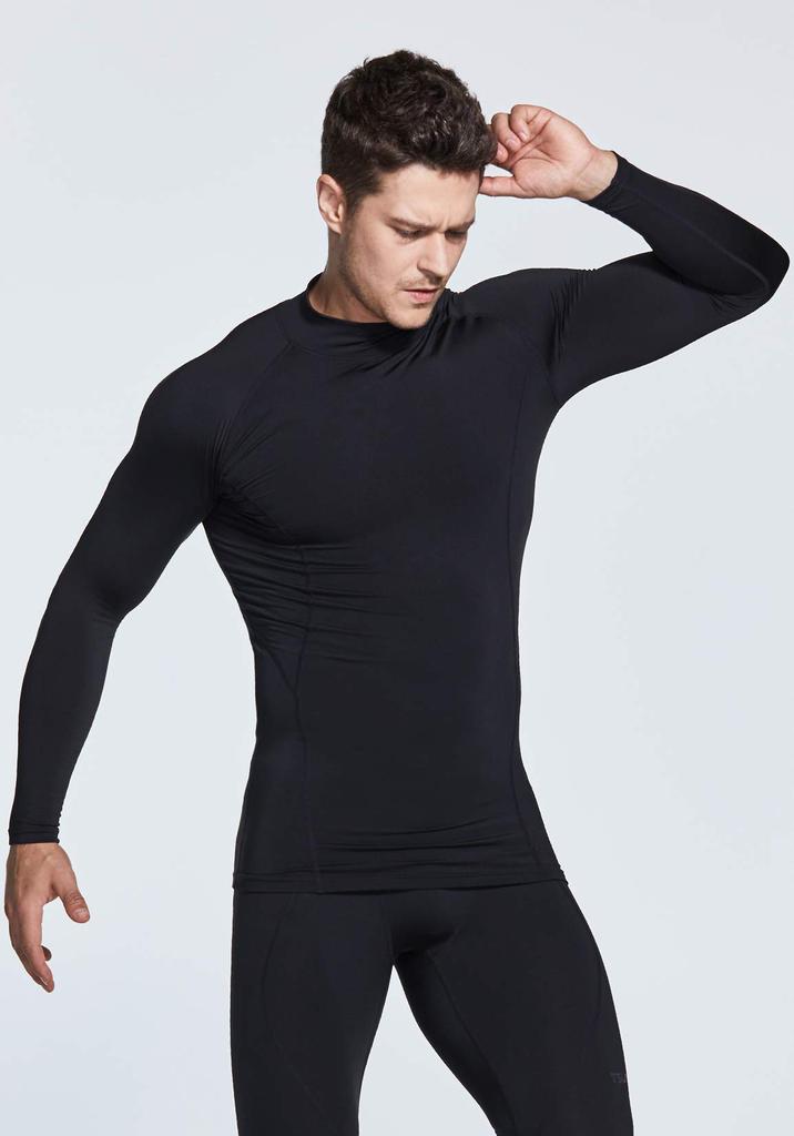 [Tesla] Sports Innerwear High Neck Men's Brushed Lining [Cold Protection, Lightweight Heat Retention, Stretchable] Long Sleeve Compression Wear