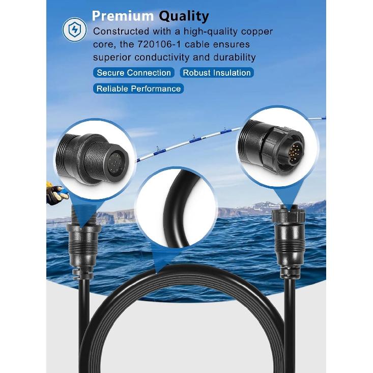 720106-1 EC M3 14W10 Transducer Extension Cable 14-pin Fit for Humminbird APEX XPLORE SOLIX and Onix Series Fish Finders