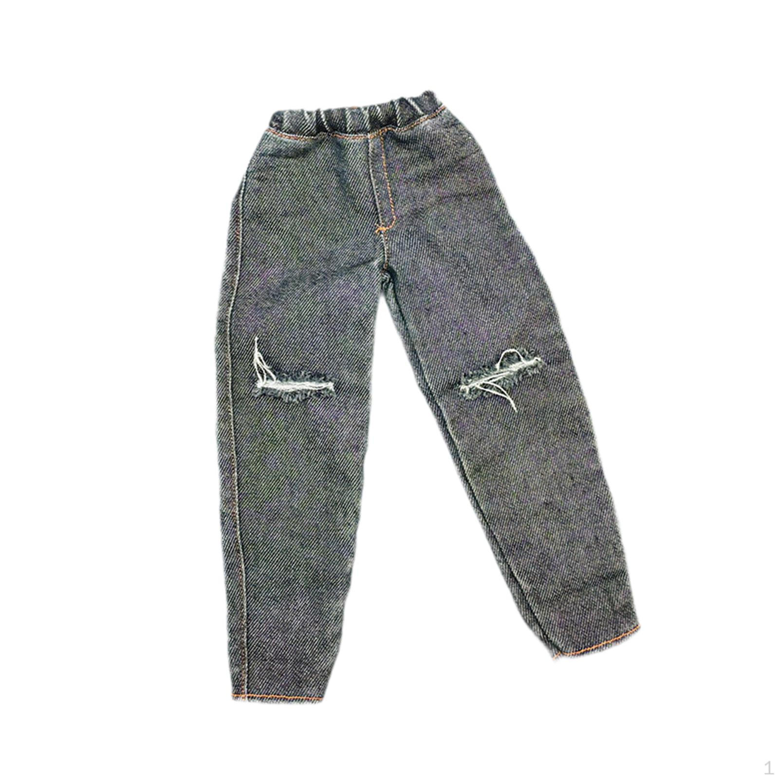 

1/6 Action Figures Jeans 12 Figure Trousers Accessories DIY Doll Dress up Soft 30cm Decor black ripped