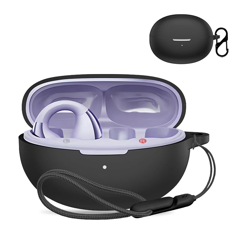 

For QCY Crossky C30 for case cover [NOUKAJU] wireless earphones silicon protective case (With carabiner + strap included) ) Fall prevention Scratch