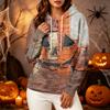 Women's Long Sleeve Halloween Printed Hoodie for Festive Party Wear