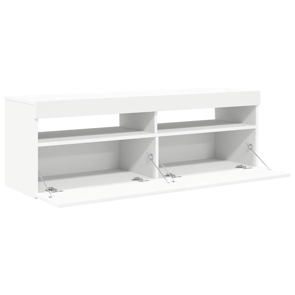TV Cabinet with LED Lights White 120 X 35 X 40 Cm