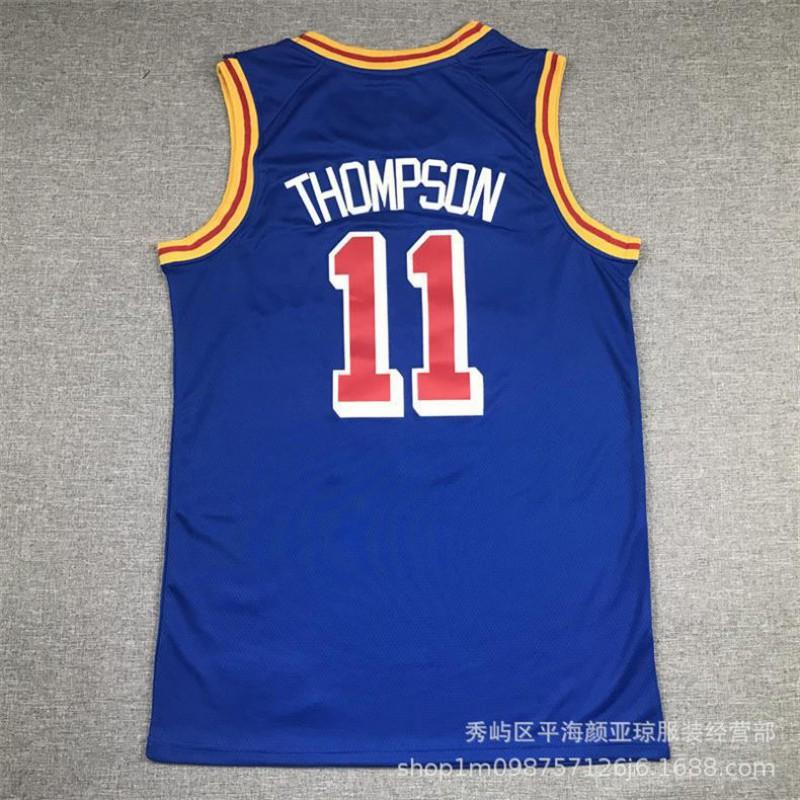Camisa de Basquete Bordada Golden State Warriors Klay Thompson 11 Masculina Roupa para Fãs de Esportes