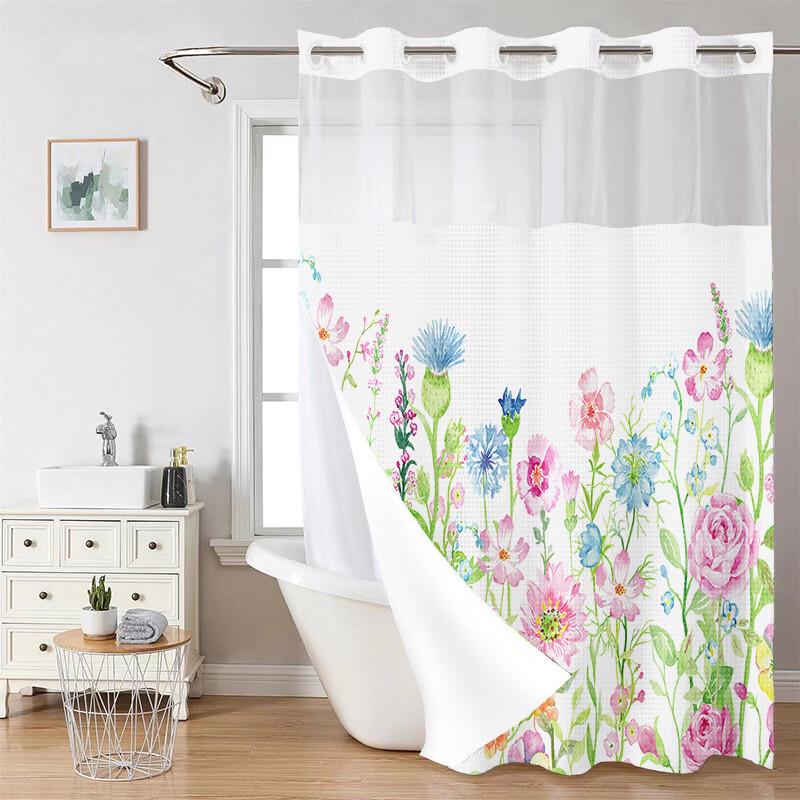 Floral Double-Layer Polyester Shower Curtain
