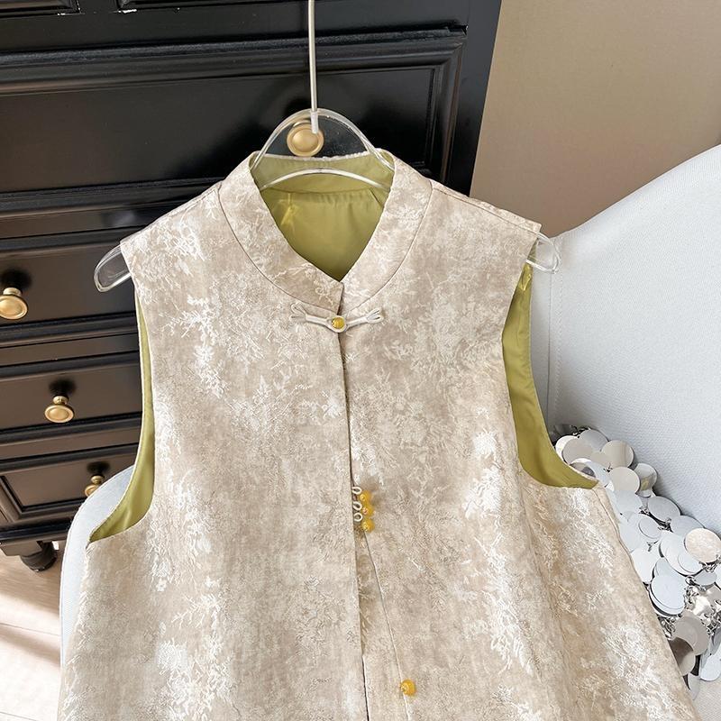 Loose thin vest spring summer vest women's high-end retro printing literary and casual exterior