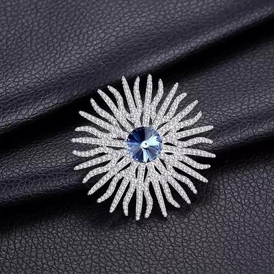 Full Diamond Sunflower Brooch Femininity Crystal Flower Pin Niche Premium Design Brooch With Accessories