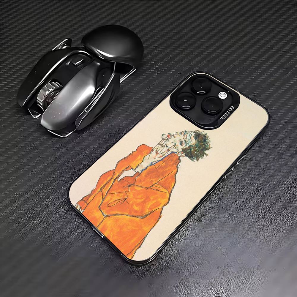 E-Egon S-Schiele Phone Case For iPhone 17, 16,15,14,13,12,11 Plus,Pro Max, Colorful Silver Funda Cover