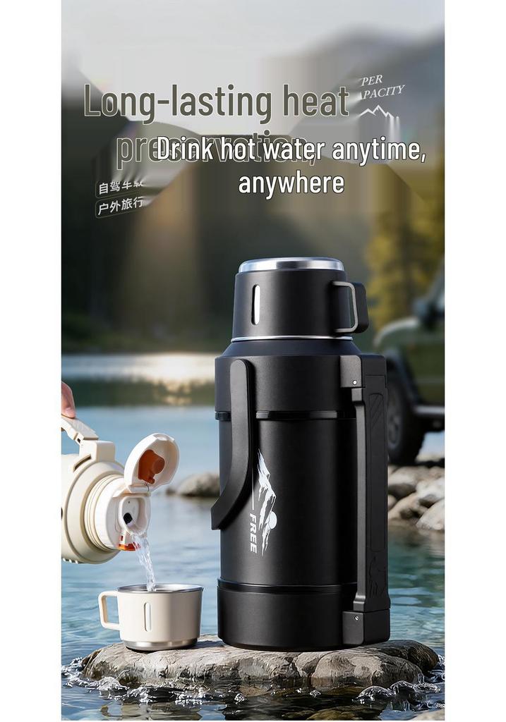 Large Capacity 304 Stainless Steel Thermos Cup - Portable Outdoor Travel Kettle for Hot Water