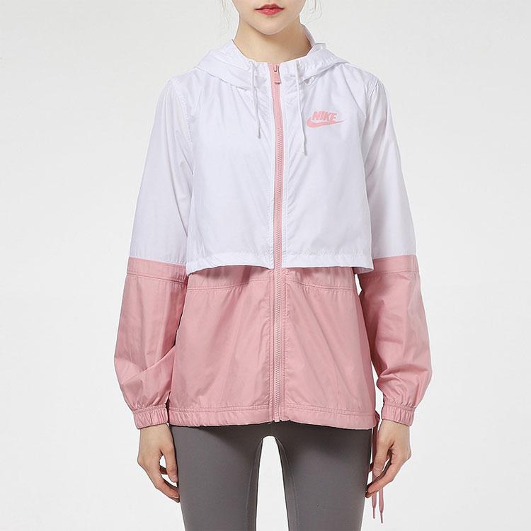 Nike Sportswear Color Block Woven Hooded Jacket Women Jackets White AJ2983-109