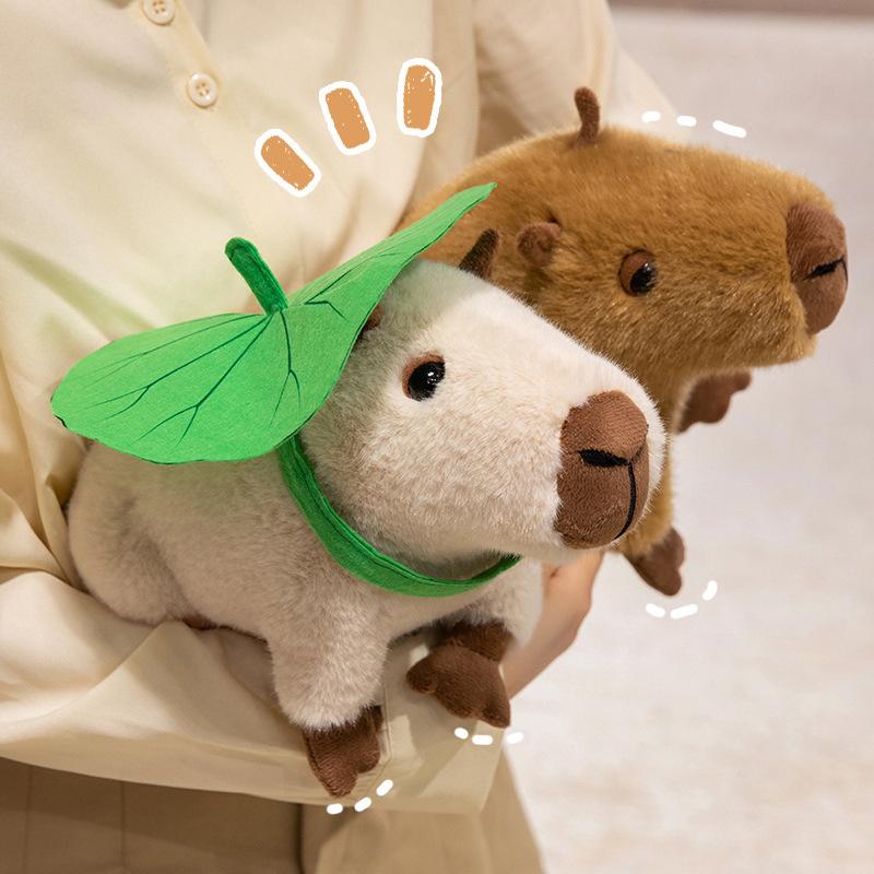 Lotus Leaf Capybara Plush Doll Sitting Kapibara Doll Children'S Birthday Gift
