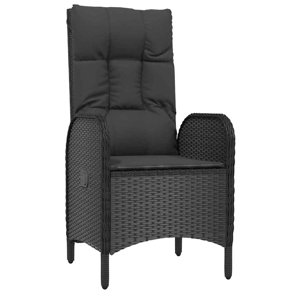 Garden Dining Set with Cushions 7 Pcs Black Poly Rattan