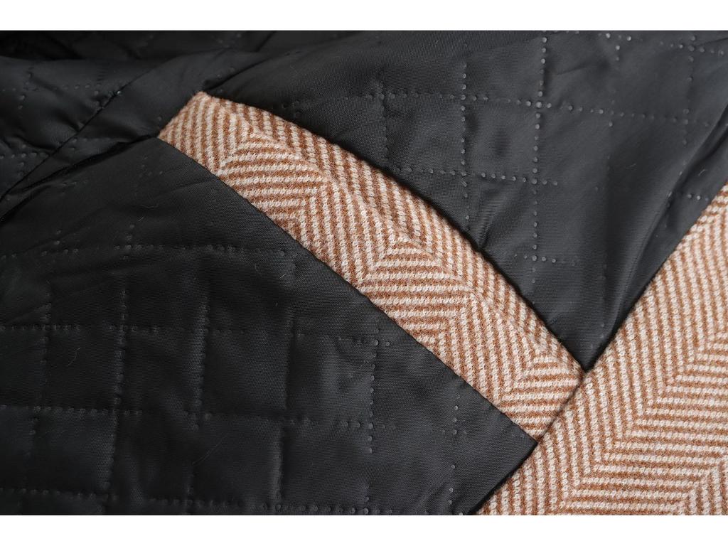 Men's Mid-Length Plaid Wool Coat - Double-Breasted, Cotton-Padded Jacket