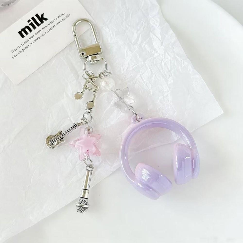 Beads Black Wing Cross Charms Mini Headset Creative Cellphone Decoration Bag Pendant Hanging Lanyard Keychain Gift For Girls