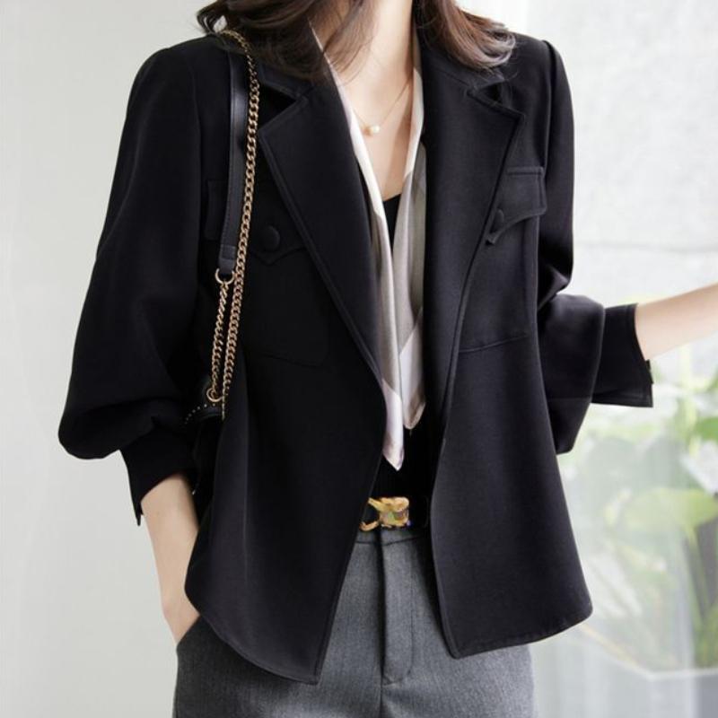 Women's Casual Long-Sleeve Outerwear Korean-Style Blazer Top Versatile Jacket Loose Short Trench Coat for Spring
