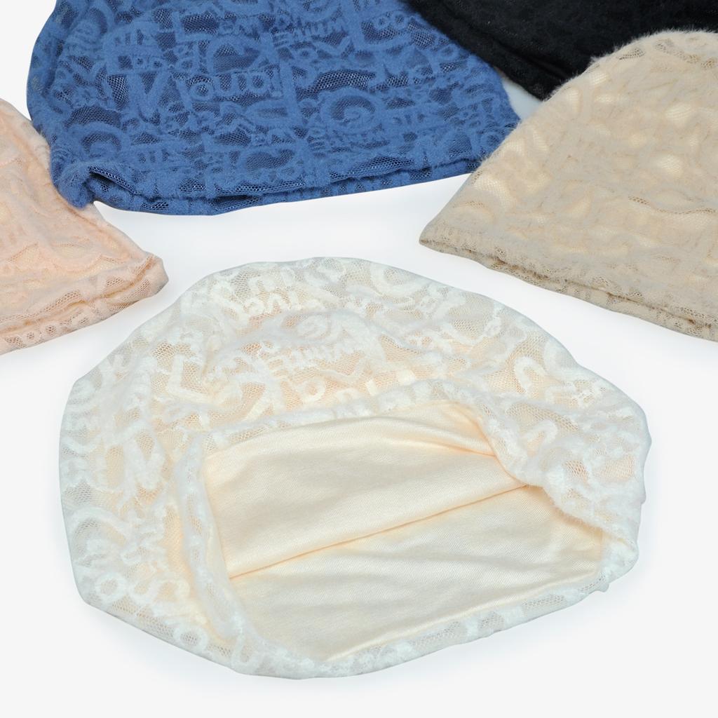 Lace Hat Thin Women'S Spring And Autumn Capped Cotton Jacquard Letters Hollow Breathable Versatile Confinement Hat Baotou Hat