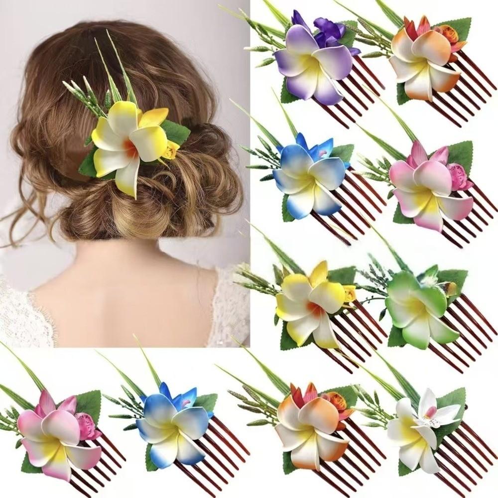 Elegant Side Clip Hair Clip Temperament Bohemian Style Hair Clip Fashion Plumeria Hair Comb Beach