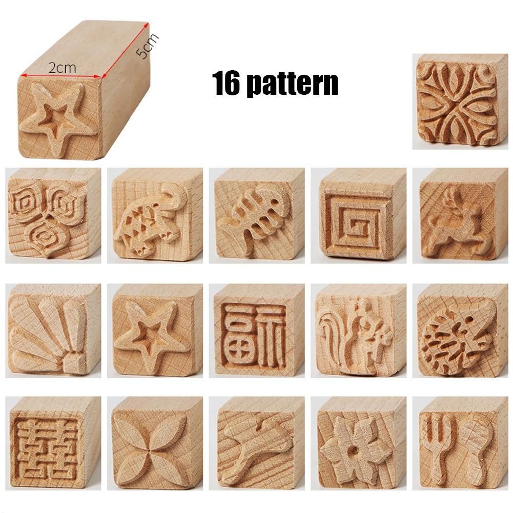 16 Bucăți Ștampile Sculptate Manual Fag DIY Lut Ceramică Blocuri de Imprimare Instrument Accesorii pentru Artizanat
