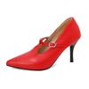 Faux Suede Pumps Women High Heel Shoes 8.5 cm Female T-belt Custom PU Leather Sexy Pointed Toe Thin Heels Working Shoes WSH5253