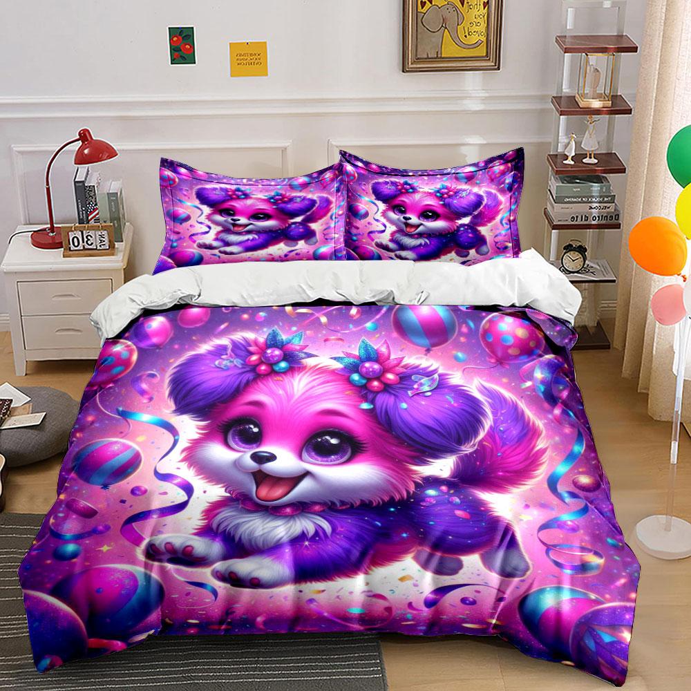 Purple Dreamy Balloons Celebration Scene Printed Duvet Cover Set1 Duvet Cover+2 Pillowcasemulti Size Bedroom Bedding Decor EU Twin 135X200cm&set