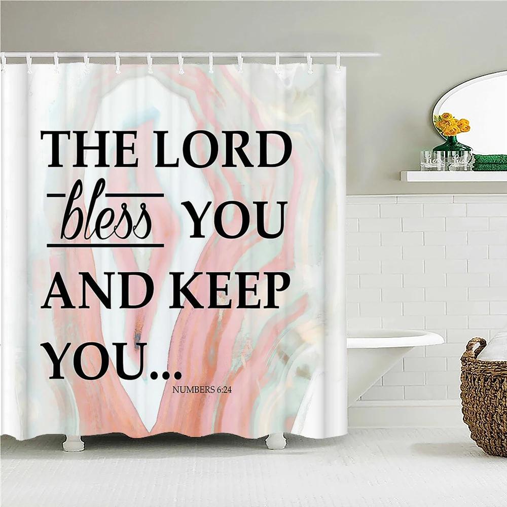 Vintage Style Retro Wood Word Bath Curtain Waterproof Fabric Shower Curtains Personality Bathtub Screen for Bathroom Home Decor