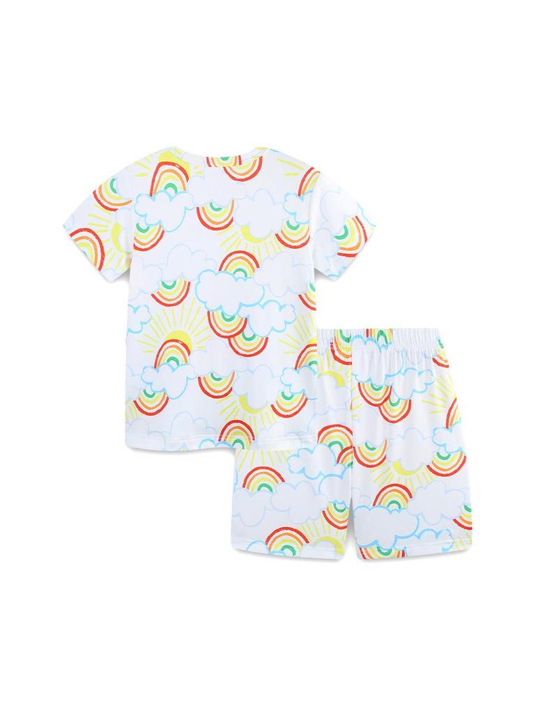 Girls' Summer Home Wear Set: European & American Style Round Neck Shorts Pajamas
