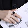 Adjustable Open Ring Men Women Minimalist Geometric Round Resin Inlay Copper Band Vintage Chic Fashion Jewelry