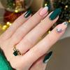 European & American Green Snowflake French Almond Nails - Wearable, Removable, 30-Piece Christmas Set