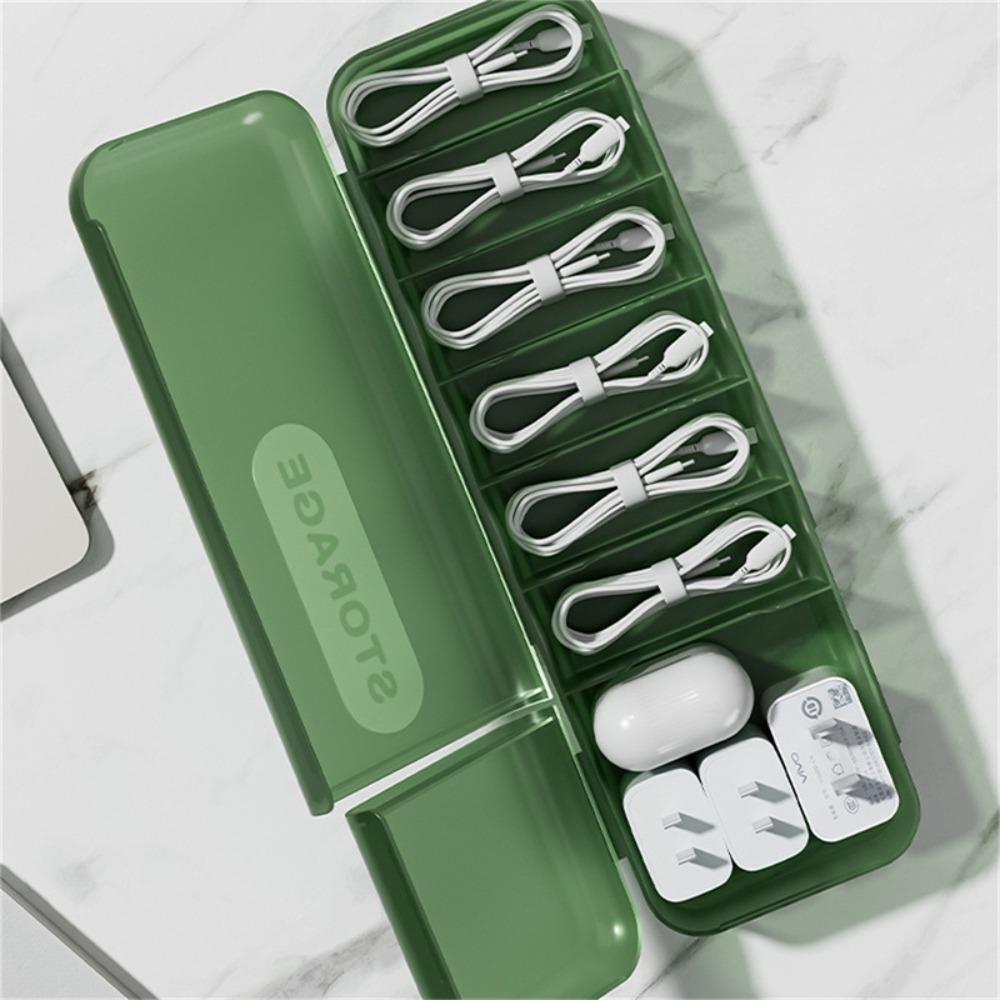 PP Material Charger Cord Organizer Desktop Data Cable Storage Case Portable Cable Storage Box