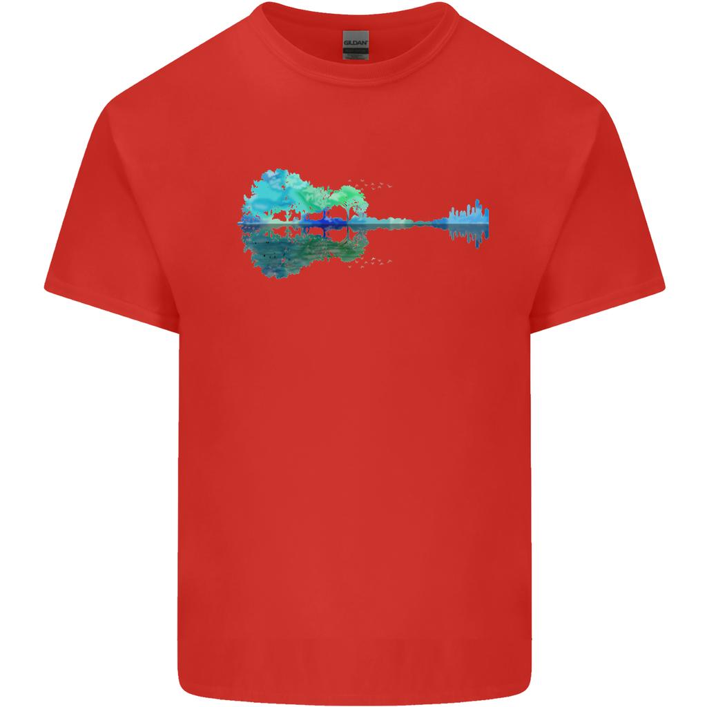 Guitar Reflection Guitarist Bass Acoustic Unisexs Light Cotton TShirt