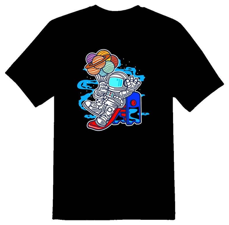 Space slider astronaut Tee shirt black 100