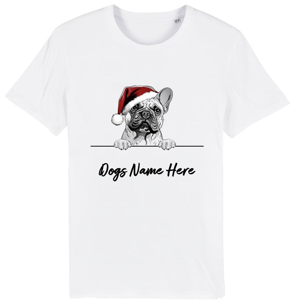 

FRENCH BULLDOG Personalised Christmas Dog T-Shirt Mens Womens Kids Dogs Name Pet XL