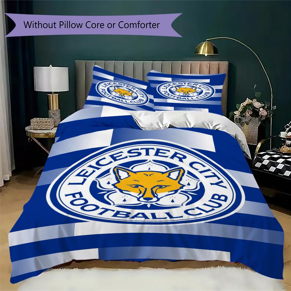 Leicester City Μοτίβο Σετ Κλινοσκεπασμάτων Κουβέρτα Κάλυμμα Μαξιλαροθήκη Διακόσμηση Σπιτιού Δώρο Γενεθλίων (1 * παπλωματοθήκη + 2 * μαξιλαροθήκη χωρίς πυρήνα)70