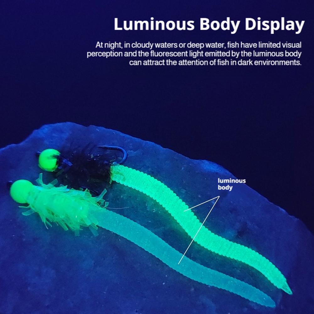 Crappie Lures Kit Silicone Soft Squirmy Worm Fly Fishing Bait, Artificial Earthworm Baits Fishing Lure Worms for Crappie Fishing