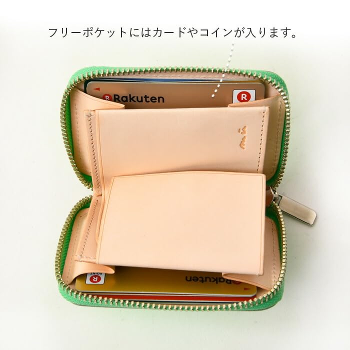 Moo 75030 Short Wallet, Zipper-Around, Bifold, Neon Color, Unisex, Men's and Women's, Green