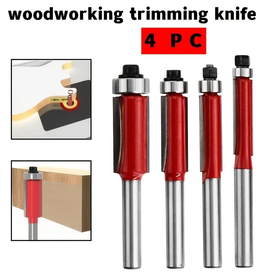 Vielseitige Trimm- & Detailsets - 4-teiliges Premium-Holzbearbeitungs-Oberfräser-Set für glatte Schnitte und ein professionelles Finish