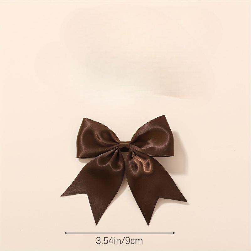 Bohemian Solid Color Satin Bow Hair Clips, Fashionable Hair Accessories for Women Girls, Easy-to-Use Design for Daily Hairstyles