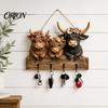Scary Door Ornament Halloween Entryway Key Holder with 4 Hooks, Wooden Hanging Sign, Wall Mount Sign Rack for Keys Bags And Leashes, Home Organizer