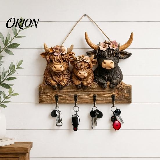 Scary Door Ornament Halloween Entryway Key Holder with 4 Hooks, Wooden Hanging Sign, Wall Mount Sign Rack for Keys Bags And Leashes, Home Organizer