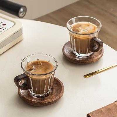 Kaffeebecher-Set aus Glas mit Untersetzer, Milchtasse, Teetasse, Latte-Tasse, für Cafés, den Heimgebrauch, Restaurants, Kaffeebar-Zubehör