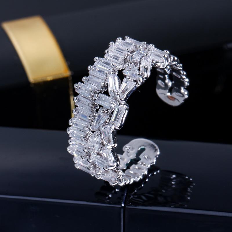 J0083 Handschmuck Aaa Quadratischer Zirkon Kreativer Öffnungsring Für Frauen