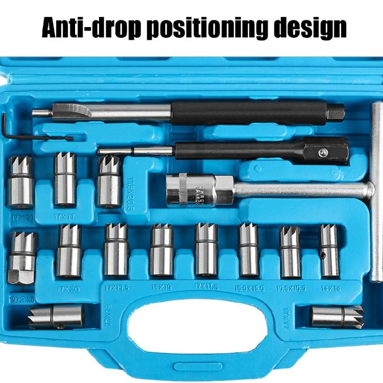 Complete Valves Seat Repair Tool Set 17pcs Heavy Duty Automotive Maintenance Kit with Storage Box for Fuels Injectors
