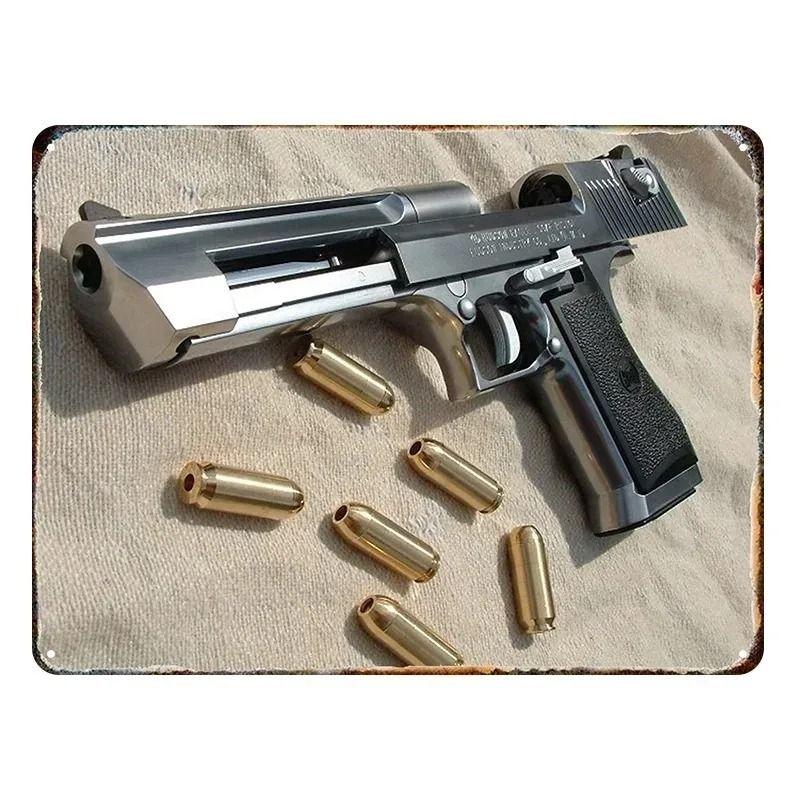 Retro Pistol Tin Sign Metal Wall Art for Home Bar Club Decor