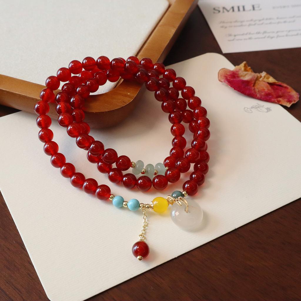 Design Three-Circle Natural Agate Bracelet Bracelet. Fashion Women Daily Jewelry Lucky Gift