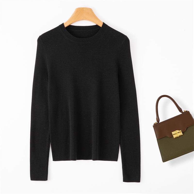 Spring/Autumn 2026 Women's Loose Solid Color Wool Pullover Sweater - Cute and Slimming Base Layer