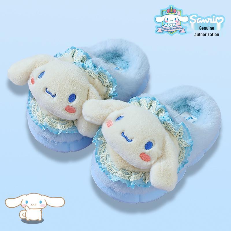 Sanrio Kuromi Girls' Winter Plush Slippers – Cute, Warm Cotton Indoor Footwear