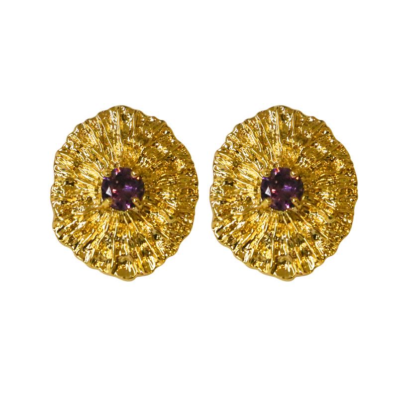 Elegant French Vintage Zircon-Inlaid Earrings