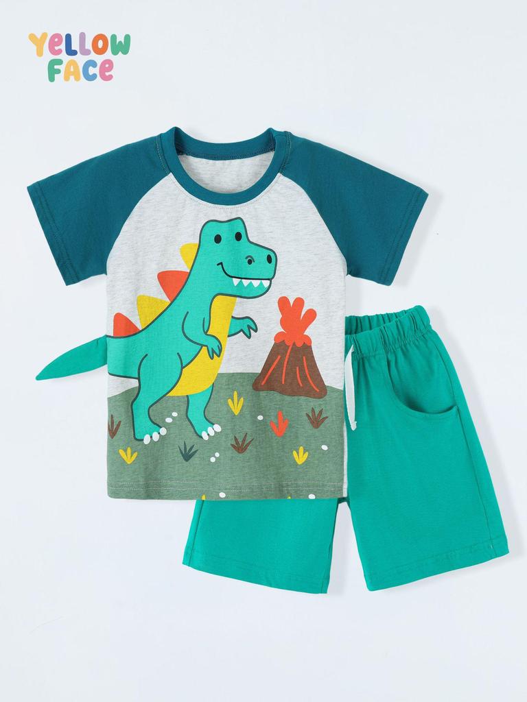 European Boys' Short Sleeve Dinosaur 2-Piece Summer Set