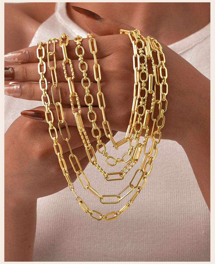 Chunky Statement Chain Necklace, Bold Link Stainless Steel Water Resistant Gold Plated Wholesale Necklace For Women Gift